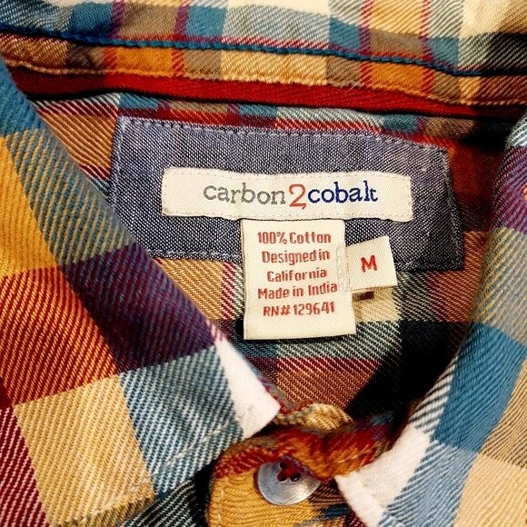 Carbon2Cobalt Long-Sleeve Elated Buffalo Check Plaid 100% Cotton Shirt size M - Picture 4 of 9